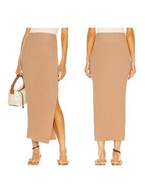 ENZA COSTA Silk Rib Pencil Skirt - Tan